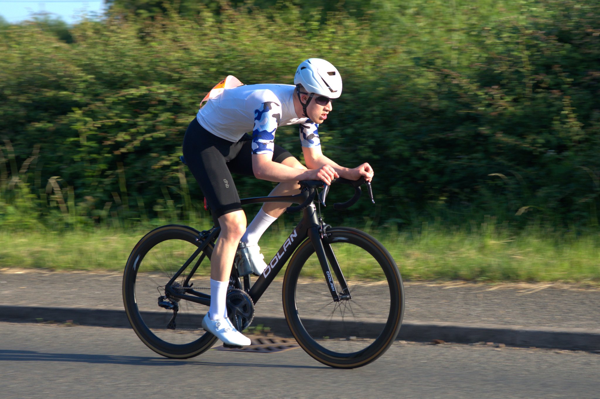 Andrew Dalzell looking aero on the road bike tonight